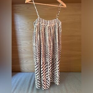 A.P.C. Ivory and Black Printed Slip Dress